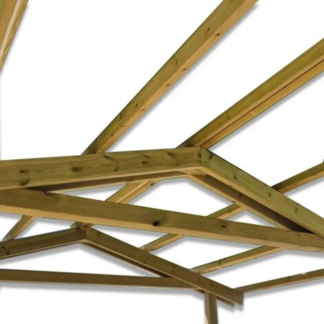 Carport Pergola En Bois De Pin - 4x4 M, Pour 1 Voiture, Vert Clair, Neuf