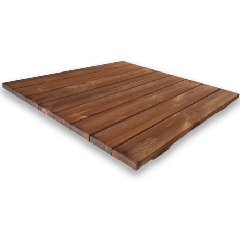 Pedana Doccia Antiscivolo 70x70 cm in Legno di Pino, Marrone Teak