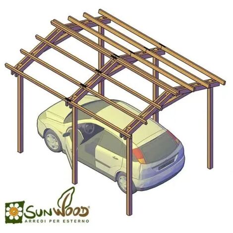 Pergola Carport in legno 300x400 cm, in pino impregnato, Made in Italy