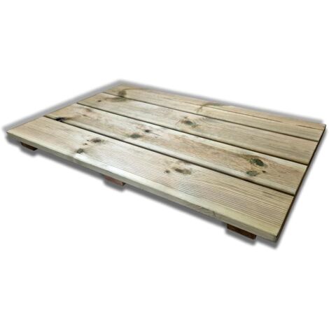 Pedana doccia antiscivolo in legno 100x60 cm, Made in Italy