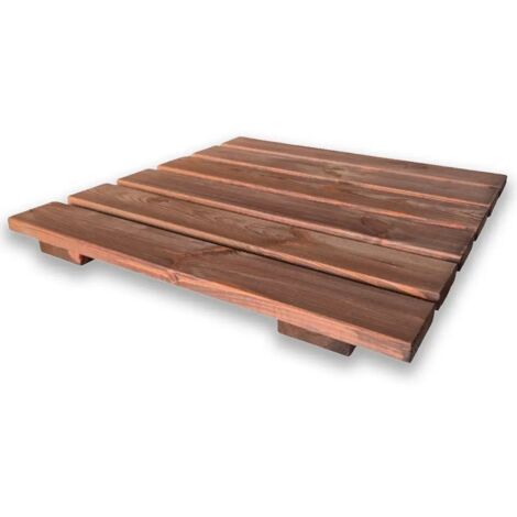 Pedana Doccia Antiscivolo 60x60 cm in Legno di Pino, Marrone Teak