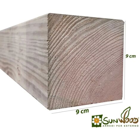Trave Quadrata in Legno di pino impregnata 9x9 cm, lunghezza 180 cm