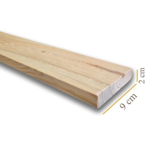 Listello in legno di pino piallato e smussato da 9x2 cm x 2,4 metri,