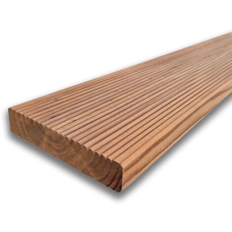 Pavimento in legno termotrattato da esterno 300 cm, sezione 11,7x2,5 cm