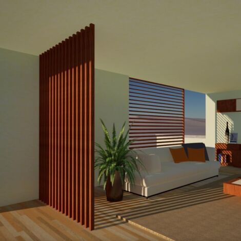 Set da 6 Listelli Decorativi per Muro, Soffitto, Divisori, da 45x60x300 cm, color Teak