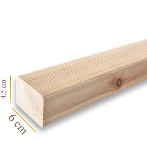 Listello in legno di pino naturale da 300 cm, sezione 4,5x6 cm
