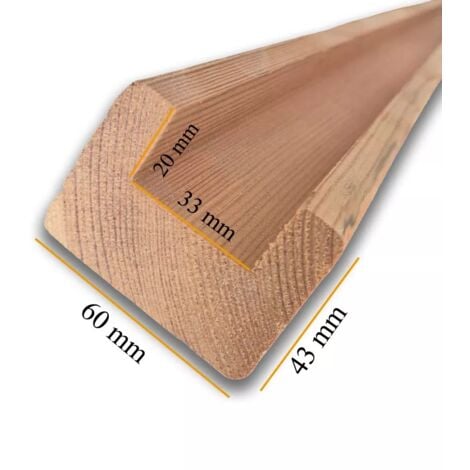 Cornice terminale in legno da 300 cm, profilo 60x43 mm a U 33x20 mm