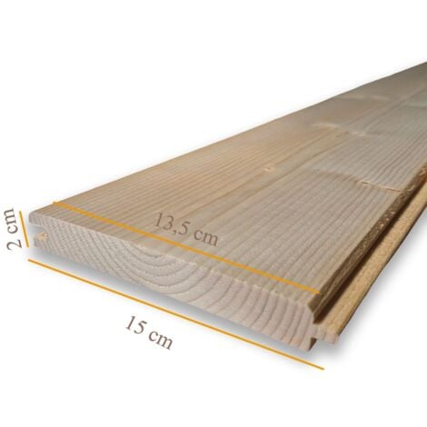 Perlina Doghe ad incastro in legno di abete da 100x15x2 cm, utile 13,5 cm