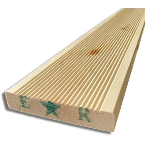 Pavimento in Legno Antiscivolo da 14,5x2,7 cm, 4 pz da 300 cm, Naturale