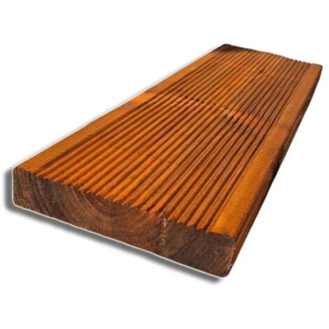 Pavimento in Legno Antiscivolo da 14,5x2,7 cm, 4 pz da 300 cm, Noce Medio