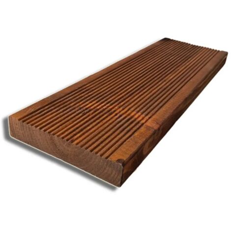 Pavimento in Legno Antiscivolo da 14,5x2,7 cm, 4 pz da 300 cm, colore Teak