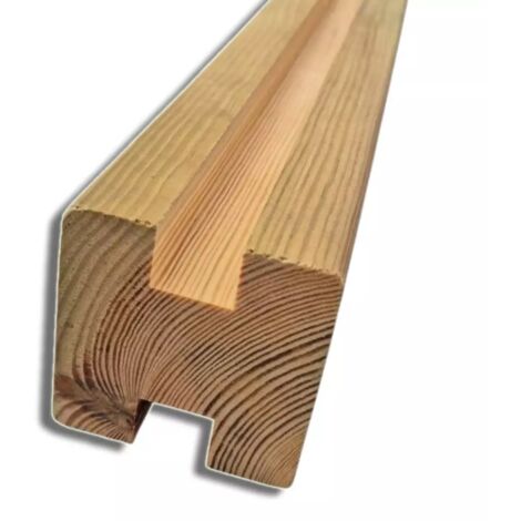 Trave in Legno da 300 cm con Canale a H da 20x16 mm, sezione 7x7 cm, in Pino Impregnato