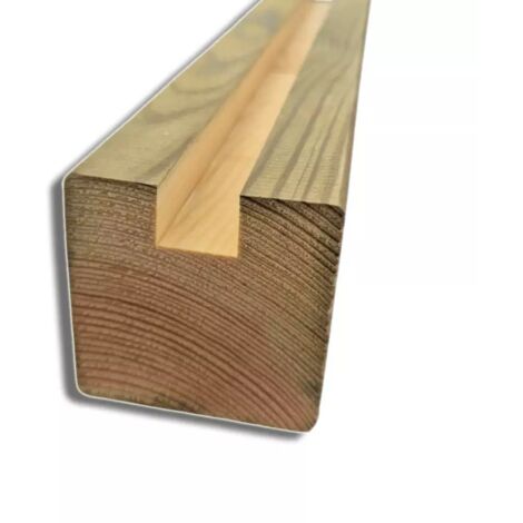 Trave in Legno da 150 cm con Canale a U da 20x16 mm, sezione 7x7 cm, in Pino Impregnato