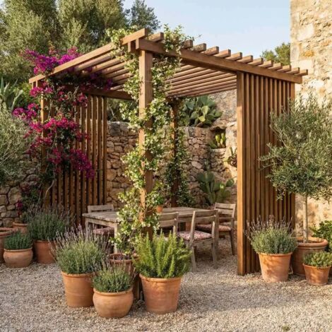 Pergola Isola Deluxe Legno Bilama 240x240 cm Frangisole Potenziato Sunwood
