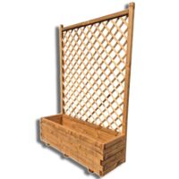 Fioriera con grigliato diagonale in legno massello 119x39x168 cm, colore Marrone