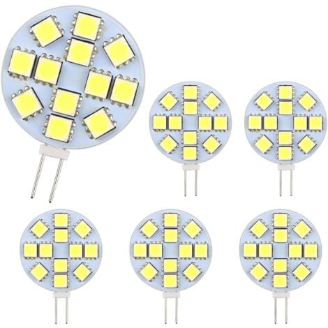 Lot de 10 Ampoules LED G4 DC 12V Non Dimmables Blanc 6000K Remplacement pour Ampoules Halogènes 20W pour Cuisine Camping-Car RV Remorque Bateau