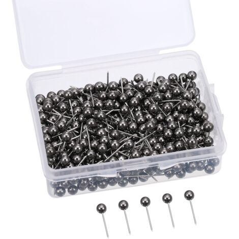 400 Stück Runde Reißzwecken – Schwarzer Rundkopf, Edelstahl, 1,6 Cm Kopf, Für Pinnwand & Wand