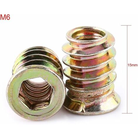 Confezione da 30 dadi esagonali in lega di zinco M6, assortimento di dadi con inserti in lega di zinco (M6X15mm)