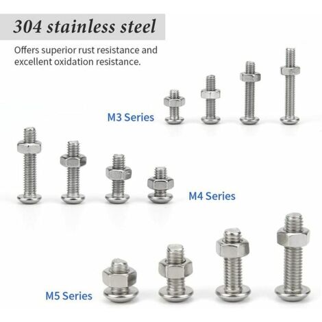 Set Riparazioni Fai Da Te Metalliche Set 500 Viti A Testa Cilindrica M3 M4 M5 Con Dadi - Acciaio Inox A2 - Per Fai-da-te Viti A Brugola Inox 500 Pezzi - Foto 5