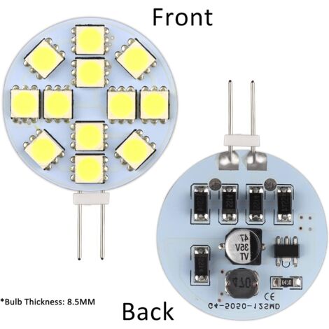 Lot de 10 Ampoules LED G4 DC 12V Non Dimmables Blanc 6000K Remplacement pour Ampoules Halogènes 20W pour Cuisine Camping-Car RV Remorque Bateau