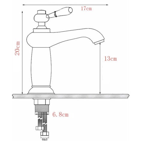 Rubinetto per lavabo monocomando Rubinetto per lavabo in ceramica in ottone Porcellana bianca e nera Collo lungo Floreale vintage con ingresso Rubinetto per acqua calda/fredda Cucina Bagno Cromo: