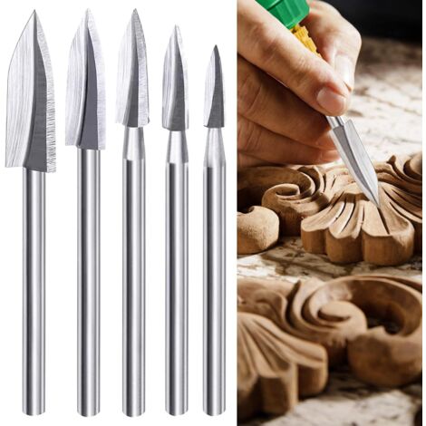 Set da 5 Pezzi di Strumenti per Intaglio del Legno con Tavola per