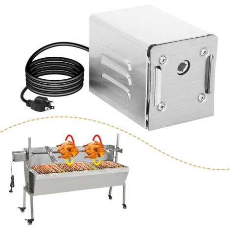 Motore Per Girarrosto In Acciaio Inox 15W – 40 Kg Di Capacità, Rotazione 2.7 RPM Per BBQ, Pollo E Kebab (220V AC)
