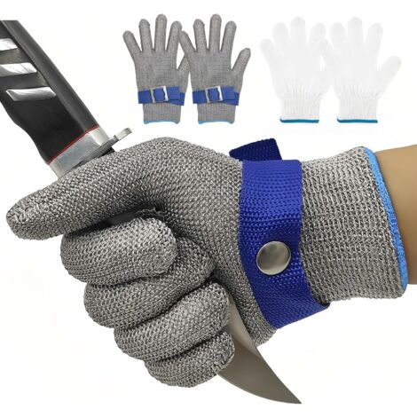 Guanti Anti-taglio In Acciaio Inox | Rete Metallica Per Uso Alimentare | Protezione Per Affettare, Tagliare E Sbucciare | Guanti Da Lavoro Sicurezza