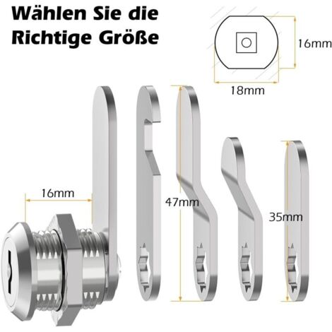 2 Serrature Per Cassetta Postale 16mm - Kit Con 5 Lamelle E 4 Chiavi, Per Armadi, Cassetti, Vetrine