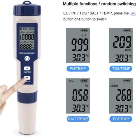 Homcoice pH Chloro 7-in-1 zwembadmeter, pH-tester, chloorzoutgehalte, ORP TDS EC temperatuur, zeer nauwkeurige waterkwaliteitstest met ATC-functie voor zwembaden, drinkwater, aquarium, hydrocultuur