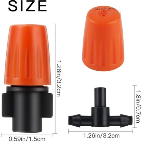 100 Spruzzatori Atomizzati A 360° Per Irrigazione – Portata 0,9-1,1 M – Per Tubo PE/PVC/PPR – Giardino E Idroponica