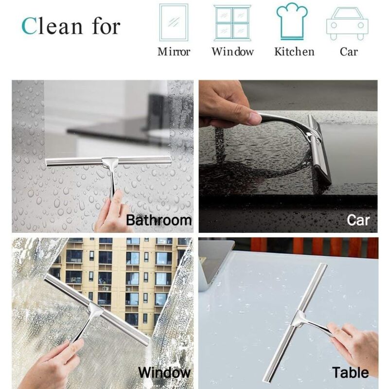 Raclette De Douche 360° Pivotante Ateweita Avec Support - Nettoyage Verres Miroirs Carreaux Sans Traces