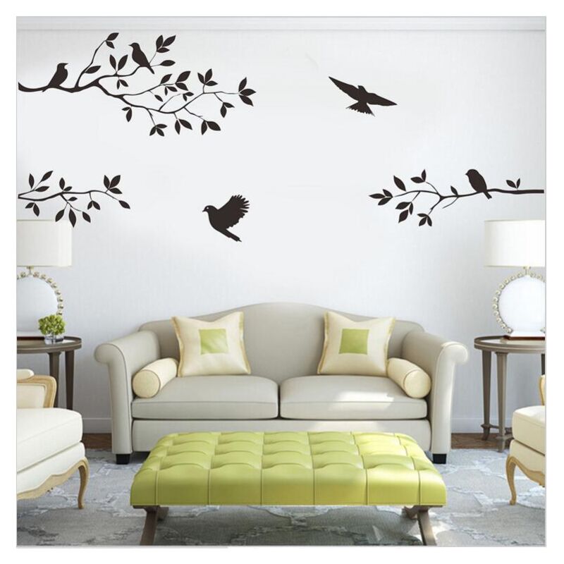 Autocollants Muraux XL Oiseaux Sur Branches - Décalcomanies Vinyle - Neuf