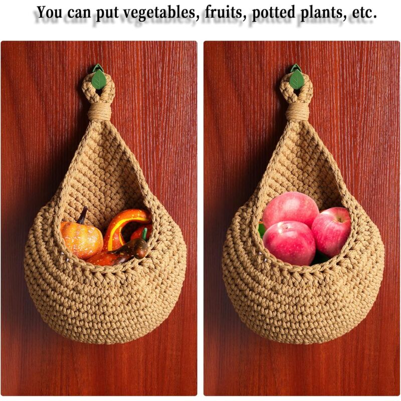 Corbeille De Fruits Suspendue En Jute - 3 étages Pour Rangement Mural