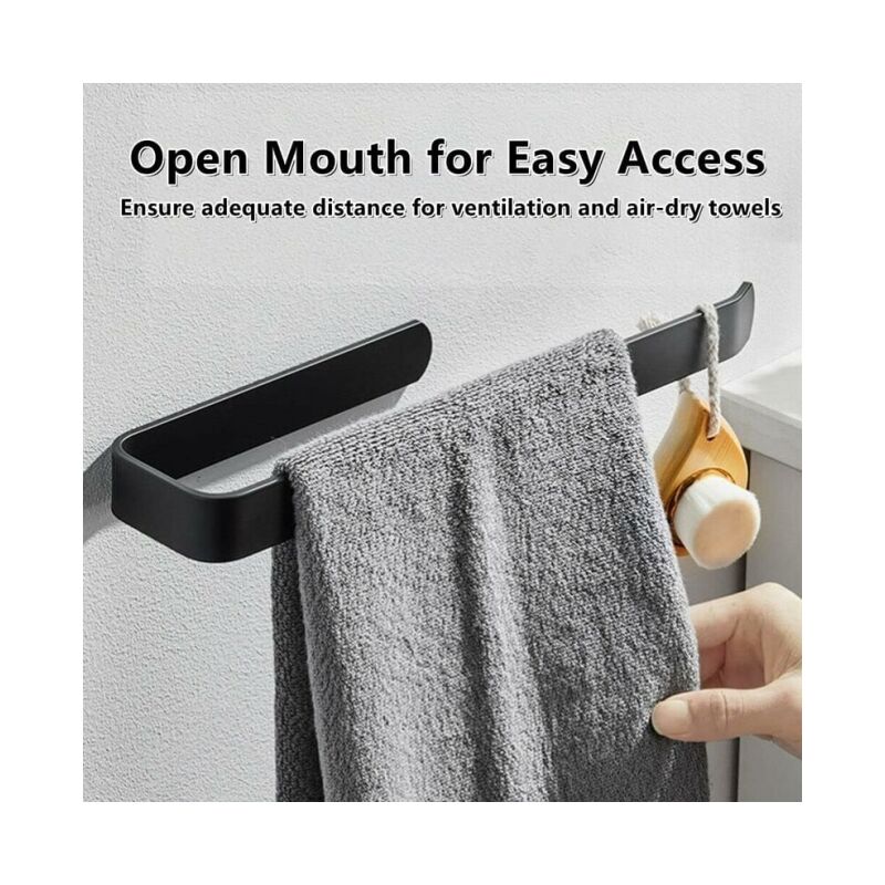 Porte-Serviettes Avec Étagère Espace En Aluminium Porte-Serviettes Noir