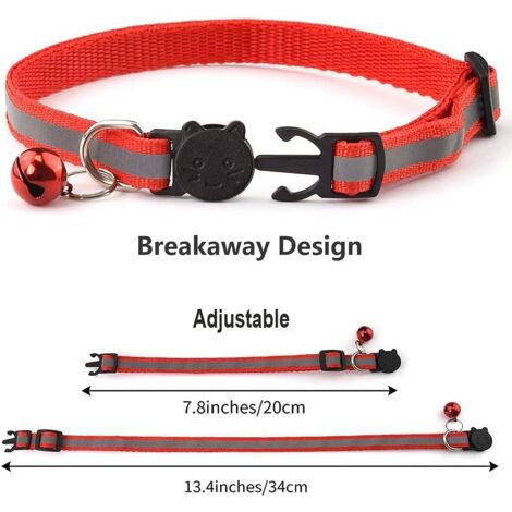 Colliers pour chat à dégagement rapide, colliers réfléchissants pour chat avec cloches et dégagement de sécurité, réglable de 8 à 12 po pour s'adapter à tous les chats domestiques (lot de 12)