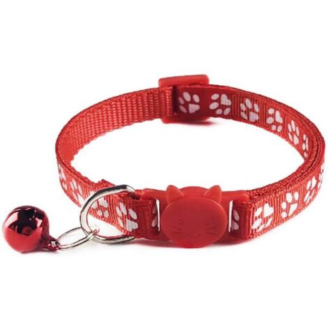 2 colliers de sécurité pour chat à dégagement rapide avec cloche, réglable de 19 à 32 cm, adapté à tous les chats domestiques (bleu/rouge).