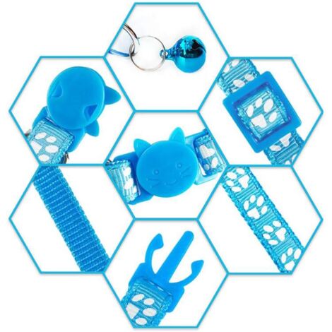 2 colliers de sécurité pour chat à dégagement rapide avec cloche, réglable de 19 à 32 cm, adapté à tous les chats domestiques (bleu/rouge).