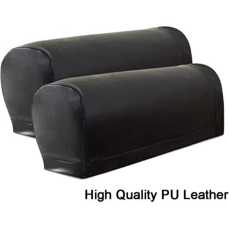 1 Paire de Housses d'accoudoir de canapé en Cuir PU pour accoudoirs de fauteuils, Housses Extensibles pour Meubles de canapé, accoudoirs (Noir)