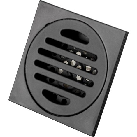 Siphon De Sol Baignoire Couvercle De Vidange Amovible pour Salle De Bains Salle De Douche Toilette Carrée Crépine De Jardin Antirouille Acier Inoxydable 9.7X9.7 CM Noir (1/5)