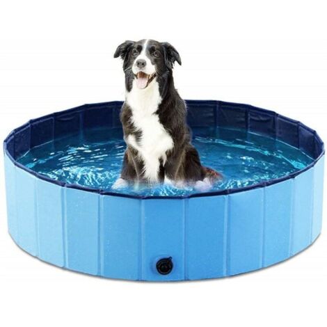 Piscine Pliable pour Chiens Animaux de Compagnie et Enfants Baignoire Bassin de Baignade Pataugeoire Portable en PVC Antidérapant Tub de Chien et Chat Piscine d’Enfant et de Chien 32"x 8" (1/4)