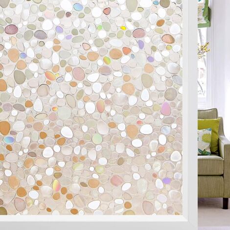 Film pour Fenetre 3D Motif de Pavé pour Vitre Film Vitrage Fenêtre Non Adhesif Film Statique Auto-adhésif Anti-UV Film Decoratif pour Maison Bureau Chambre 44,5x200cm (1/5)