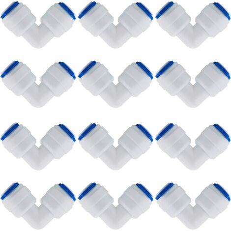 12 Pcs Accessoires De Filtre à Eau RO  Raccord De Buse 1/4 Pouces  90 Degree Right Angle Fast Docking  pour Raccorder Les Raccords De Tuyauterie d'eau, Tuyau de réfrigérateur (1/5)