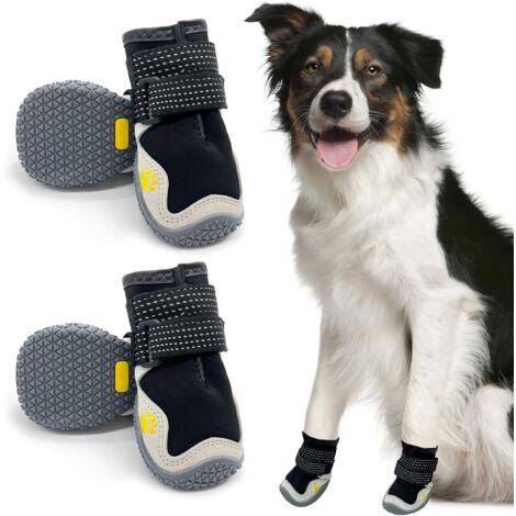 4pcs Bottes pour Chien de Protection, Respirant Chaussures pour Chiens, avec Sangles réfléchissantes, Protecteur de Patte de Chien à Sem rhombique en Caoutchouc en Cuir Microfibre (5)