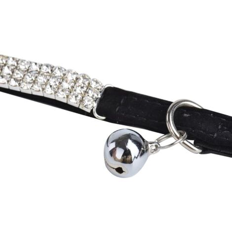 Collier en velours doux réglable pour chat avec strass et clochettes