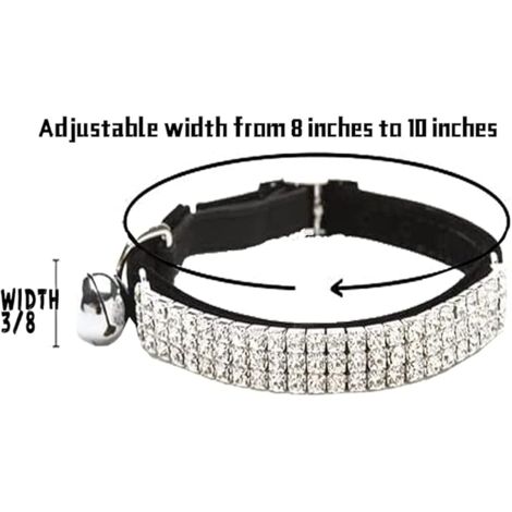 Collier en velours doux réglable pour chat avec strass et clochettes