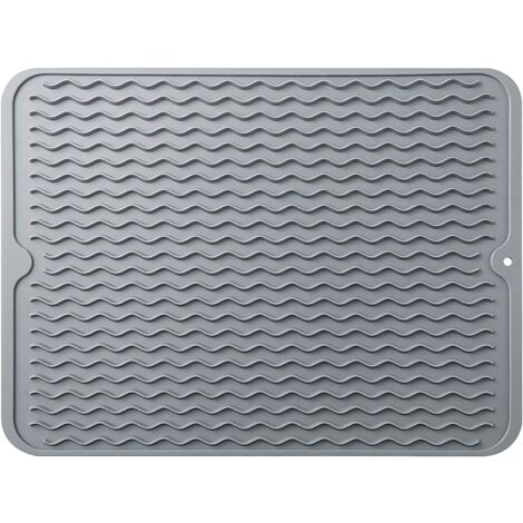 Tapis de séchage à vaiss, égouttoir à vaiss en silicone à séchage rapide, tapis de table pour accessoires de table de comptoir de cuisine, tapis de vidange de vaiss résistant à la chaleur et antidérap