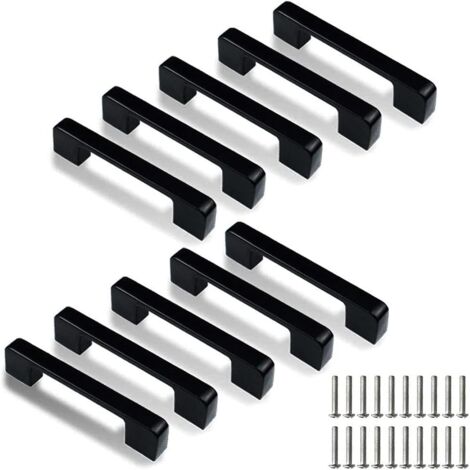 Lot de 10 poignées de porte de cuisine carrées en acier inoxydable avec trou central de 128 mm (vis incluses) (1/5)