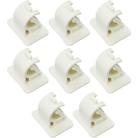 Lot de 8 Crochets Autocollants pour Tringle à Rideaux,Barres de Vitrage, Auto-AdhéSif Sans Perçage Tringle à Rideau Support pour Serviettes, Rideaux, Manteaux, Blanc (1/5)