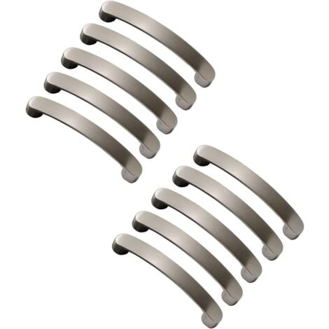 Lot de 10 Poignée Meuble Cuisine En Nickel Brossé Poignée d'armoire Poignée Meuble-Poignées Tiroirs Cuisine Aluminium(Centre à Centre 128mm)